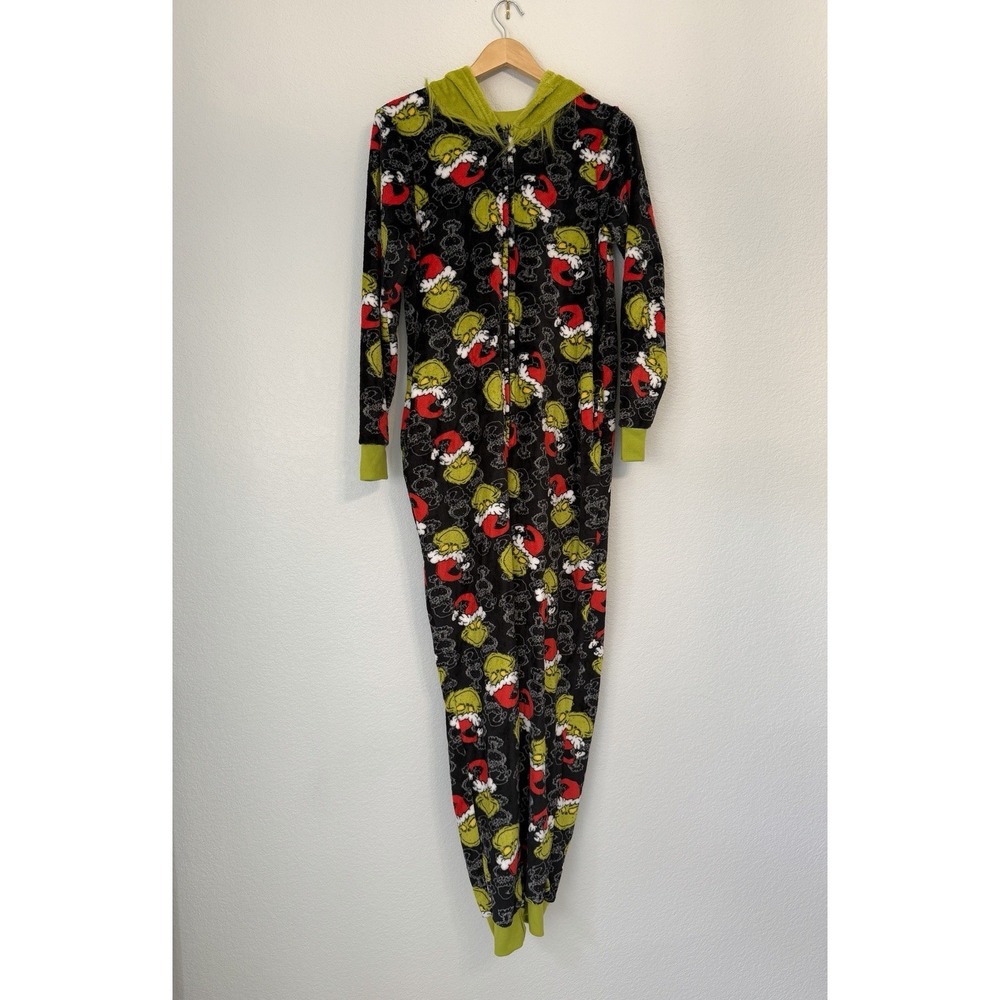 The Grinch Hooded One Piece Pajamas Medium 8-10 Christmas